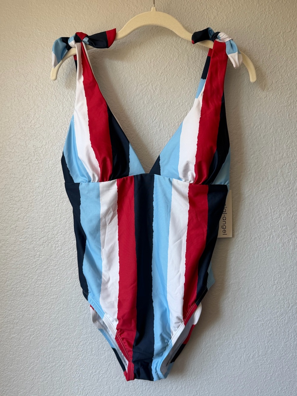 Social Angel Vertical Stripe One-Piece Bathing Suit, NWT, Size Large - Picture 6 of 11